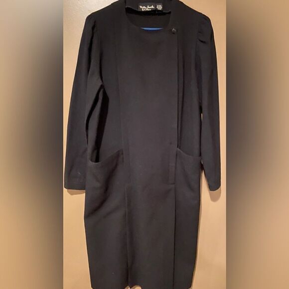 Billy Jack For Her Vintage 100% Wool Black Classy Shift Dress Size 9/10 - Picture 3 of 13